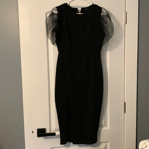black mesh dress shein SHEIN SXY Contrast Mesh Mock Neck Bodycon